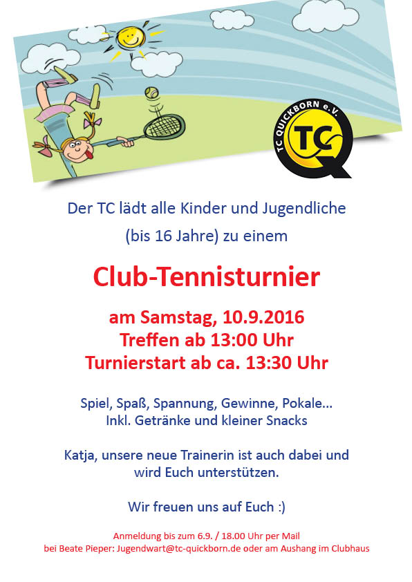 Club-Tennisturnier am Samstag, 10.09.2016